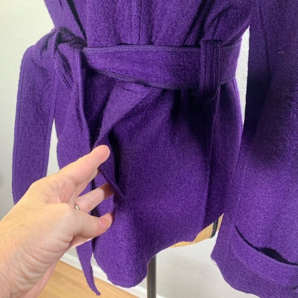 SANDRO Wool Structured VNeck Collared Belted Button Front Business Office Blazer - Picture 8 of 13